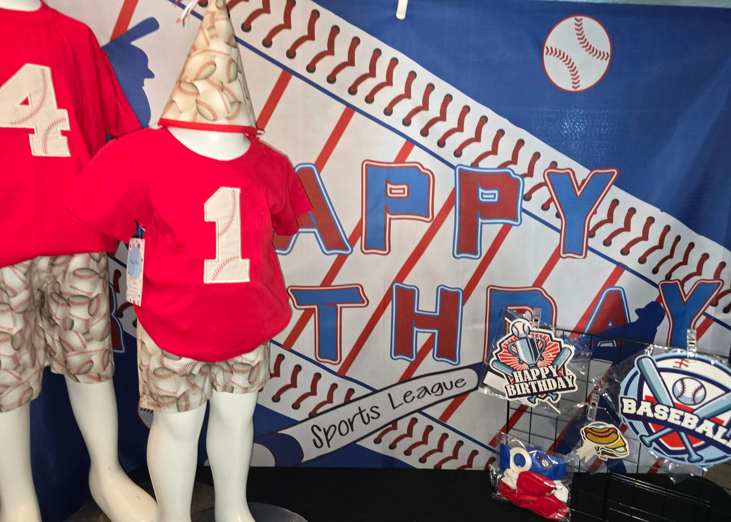Baseball Themed Birthday Hat and Banner