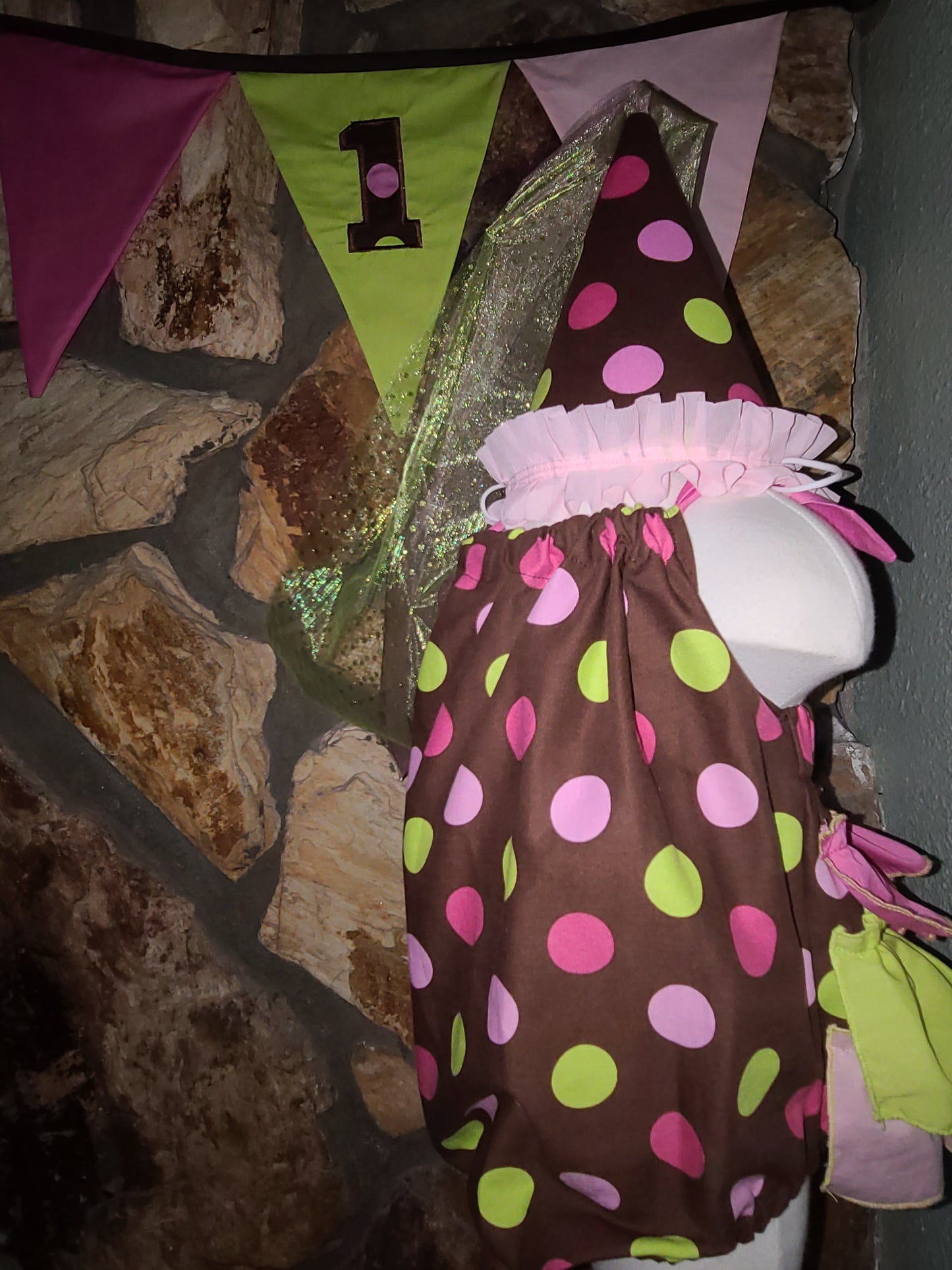 Birthday Green, Pink, and Brown High Chairchair 1st Birthday Banner