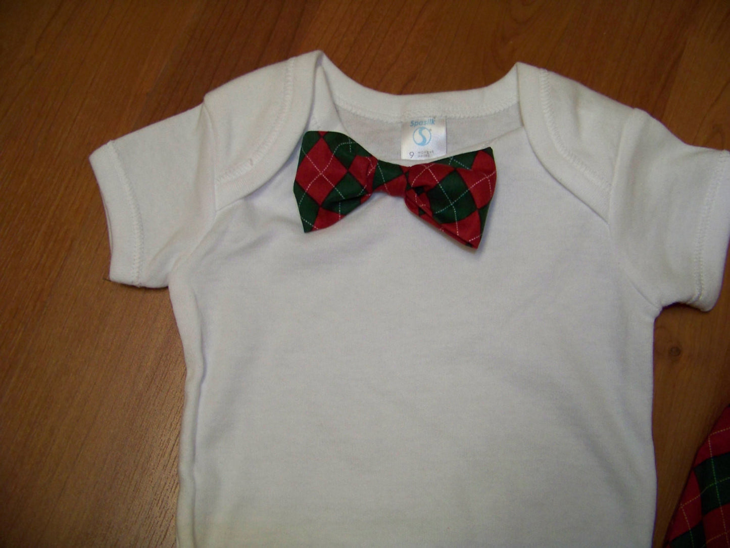 christmas short set boys two piece custom boutique shorts and matching bowtie shirt bow tie