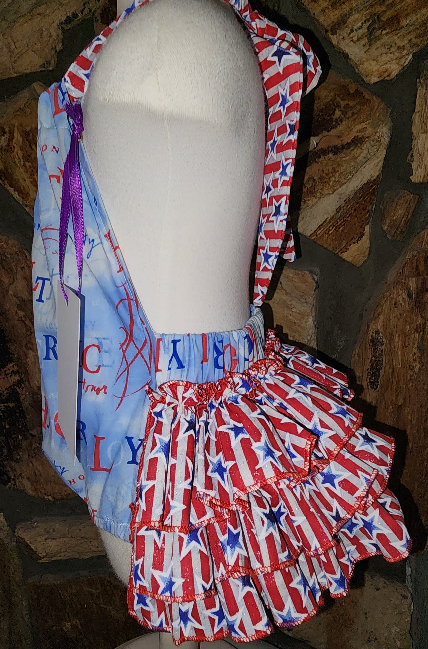 Honor and Duty Patriotic Ruffle Bottom Halter Size 6/12m