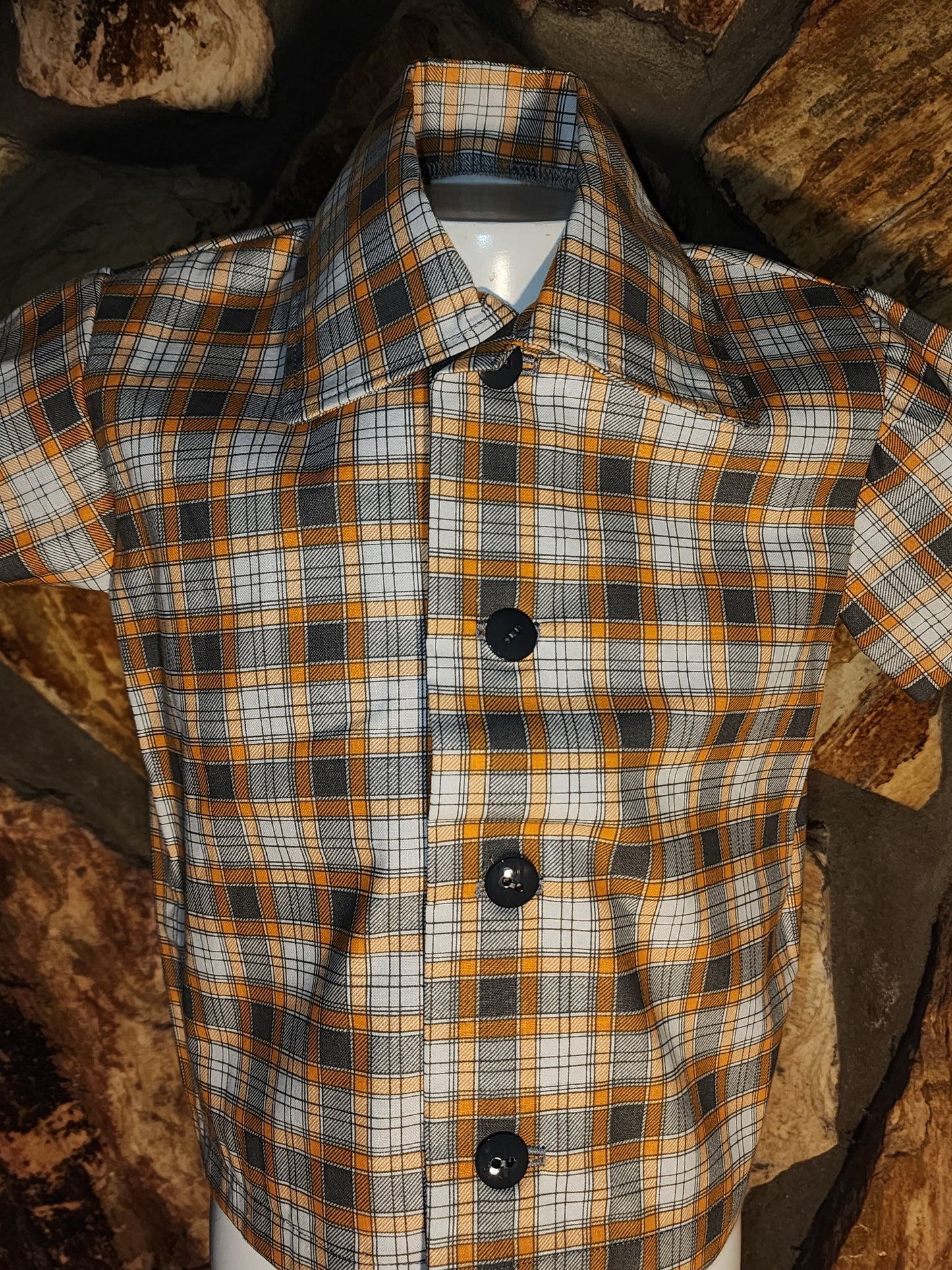 Plaid Orange and Brown Shirt