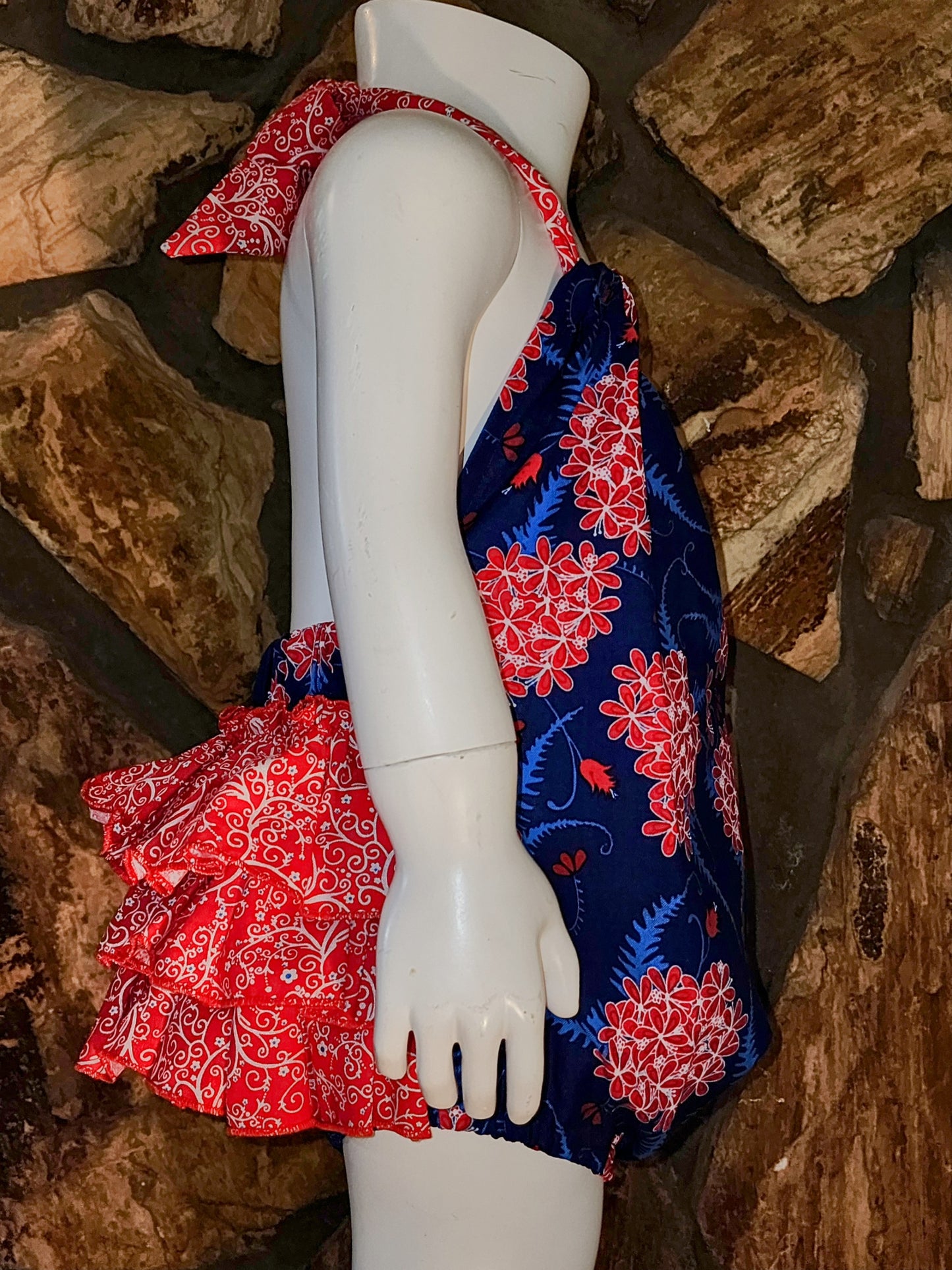 Patriotic Flower Ruffle Halter Size 18/24m