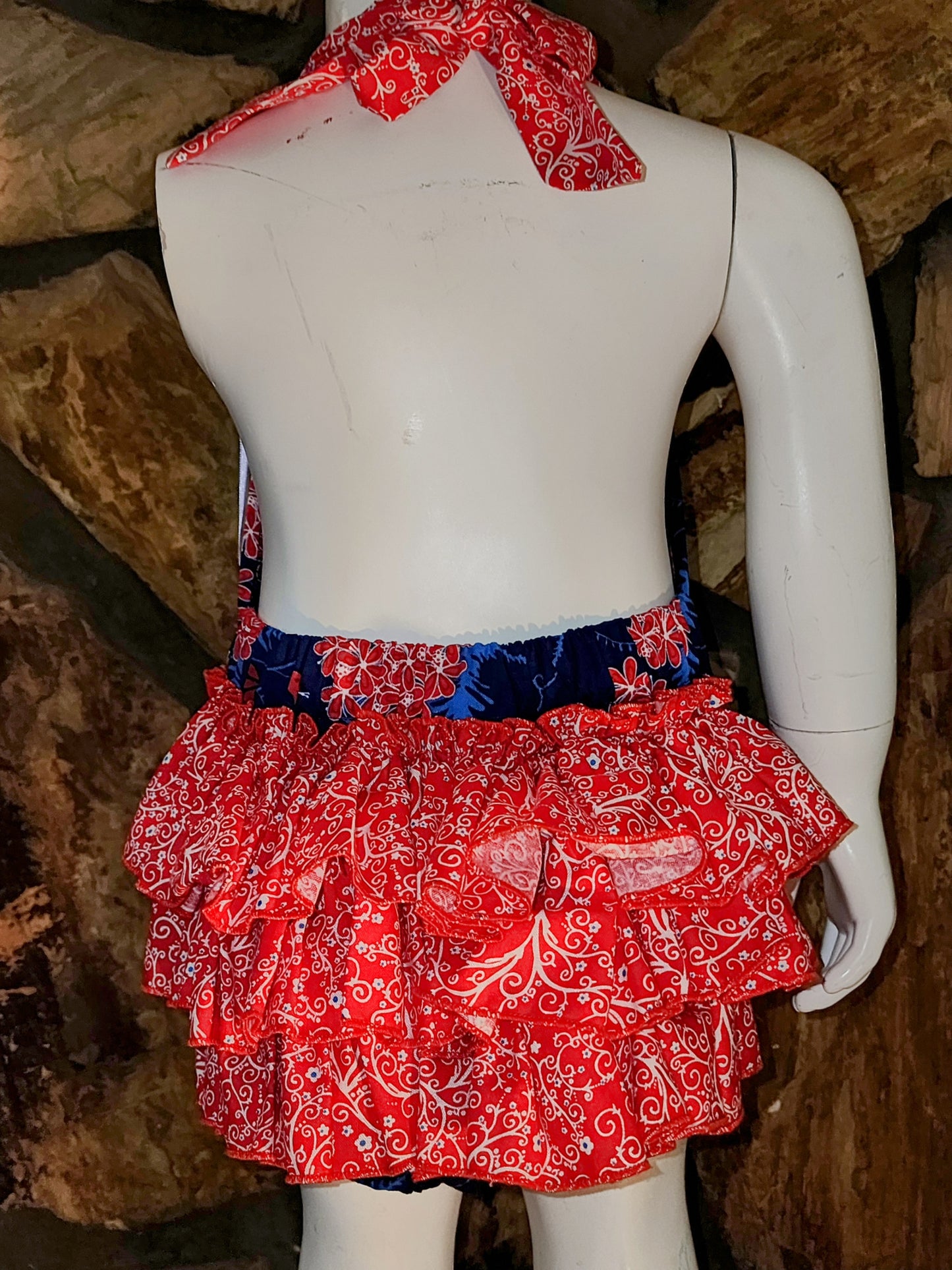 Patriotic Flower Ruffle Halter Size 18/24m