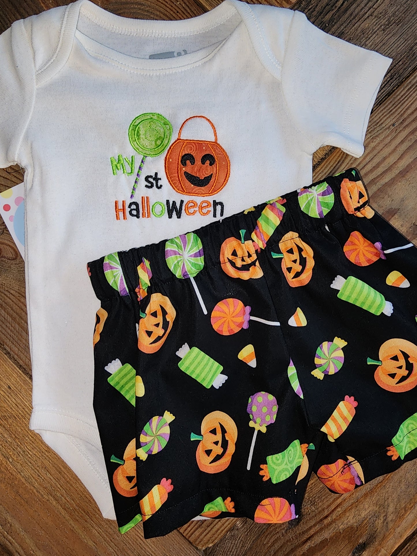 Halloween Jackolantern and Candy Size 3/6m Two Piece 1st Halloween Set