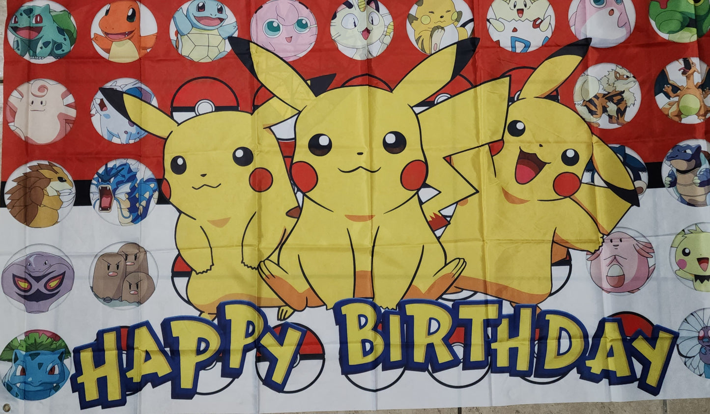 Pokemon Party Hat, Birthday Banner, Party Favors, Stamps, Stickers, Straws and more