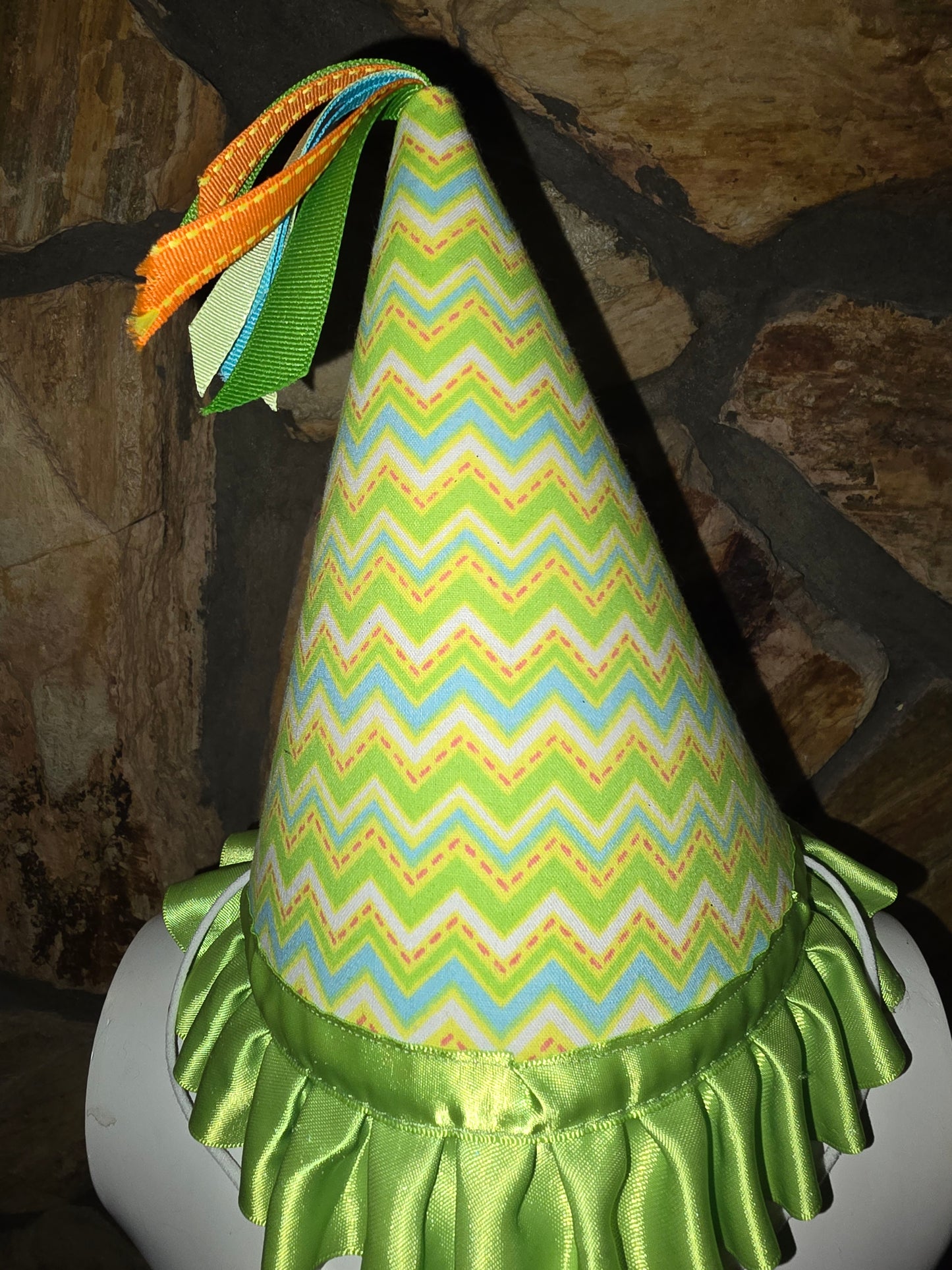 Yellow and Green Chevron Birthday Hat