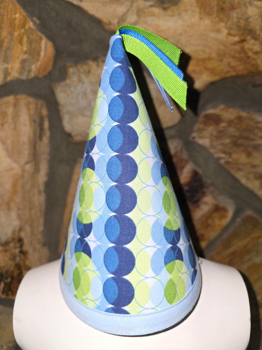 Blue and Green Dotted Birthday Party Hat