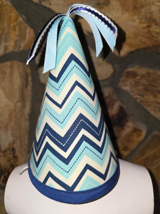 Blue Chevron Birthday Party Hat