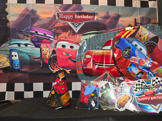 Lightning McQueen Birthday Hat Cars Banner Balloons and Supplies