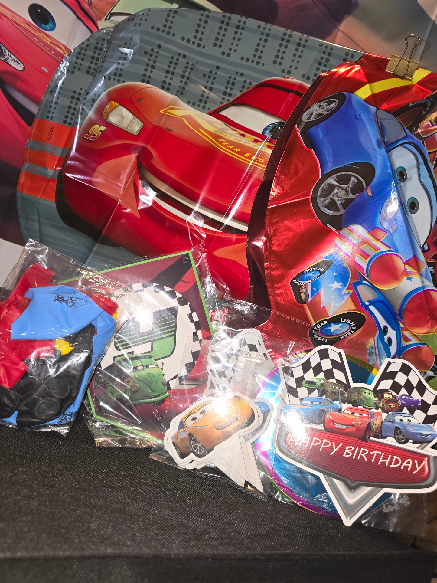 Lightning McQueen Birthday Hat Cars Banner Balloons and Supplies