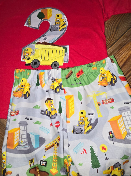 CAT Construction Themed Second Birthday Two Piece Set Size 2