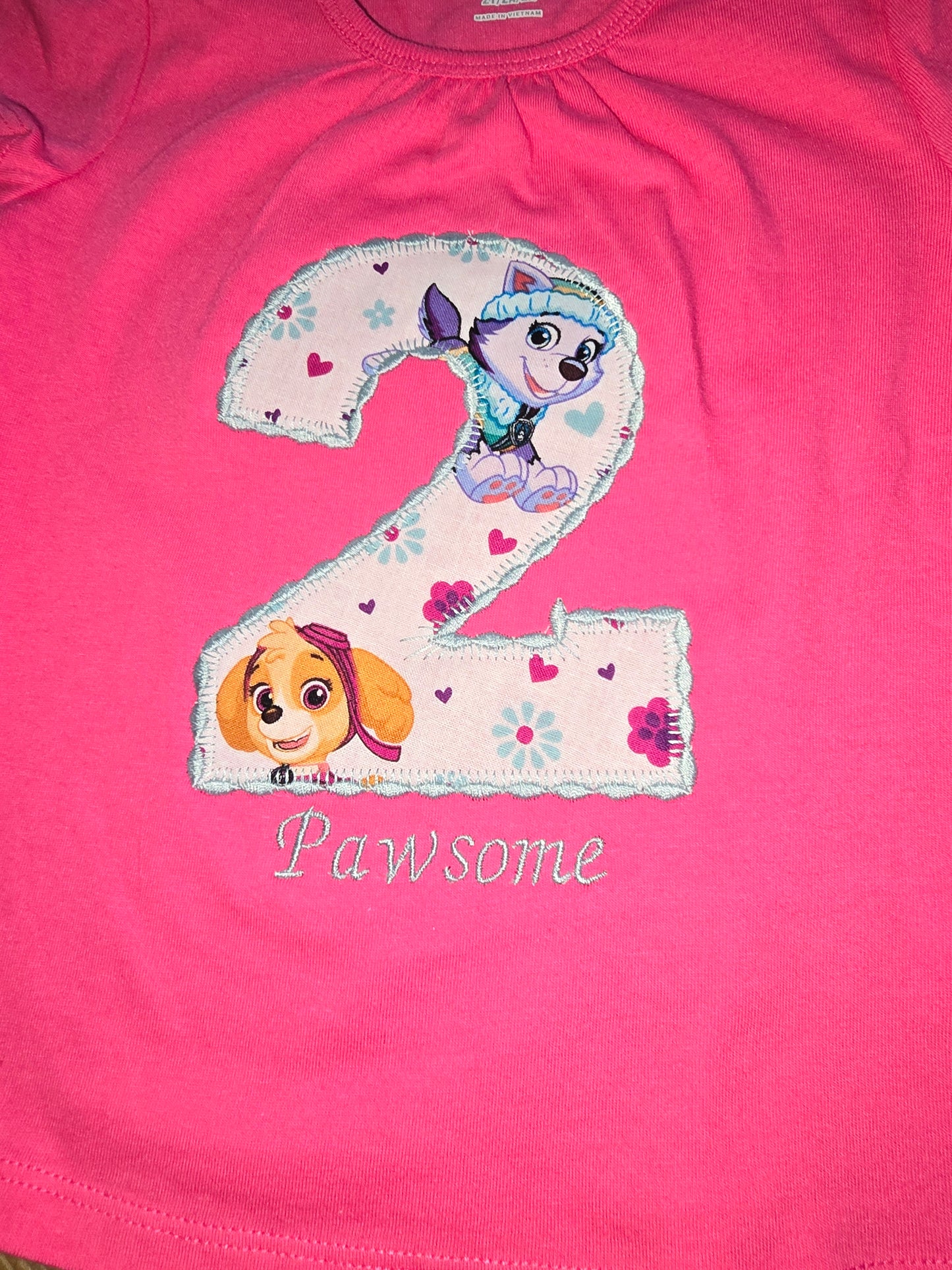 Two Pawesome Size 2 Paw Patrol Birthday Shirt