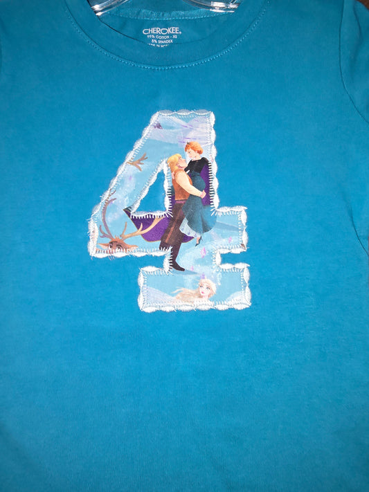 Anna Frozen Themed Size 4 Fourth Birthday Shirt