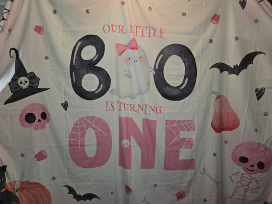 Our Little Boo is Turning One Birthday Banner