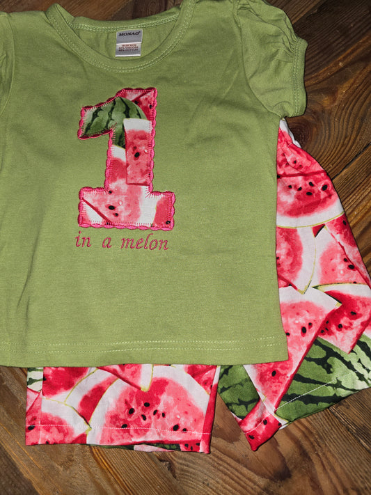 One in a Melon 1st Birthday Watermelon Size 18/24m Outfit