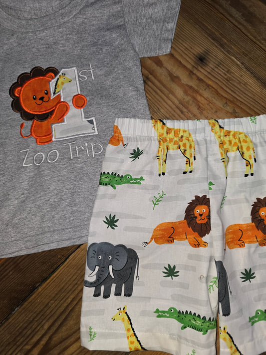First Zoo Trip Two Piece Short Set Size 2t
