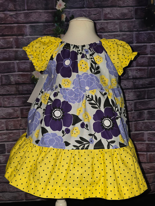 Flowers in Bloom Blue and Yellow Size 6/12m Dress