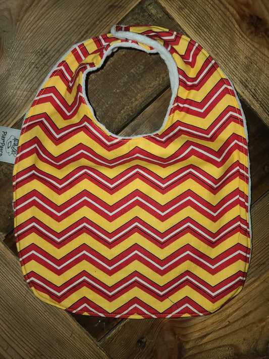 Maroon and Yellow Chevron multi colored Baby Bib