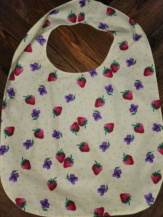 Strawberry and Flowers Adult Bib