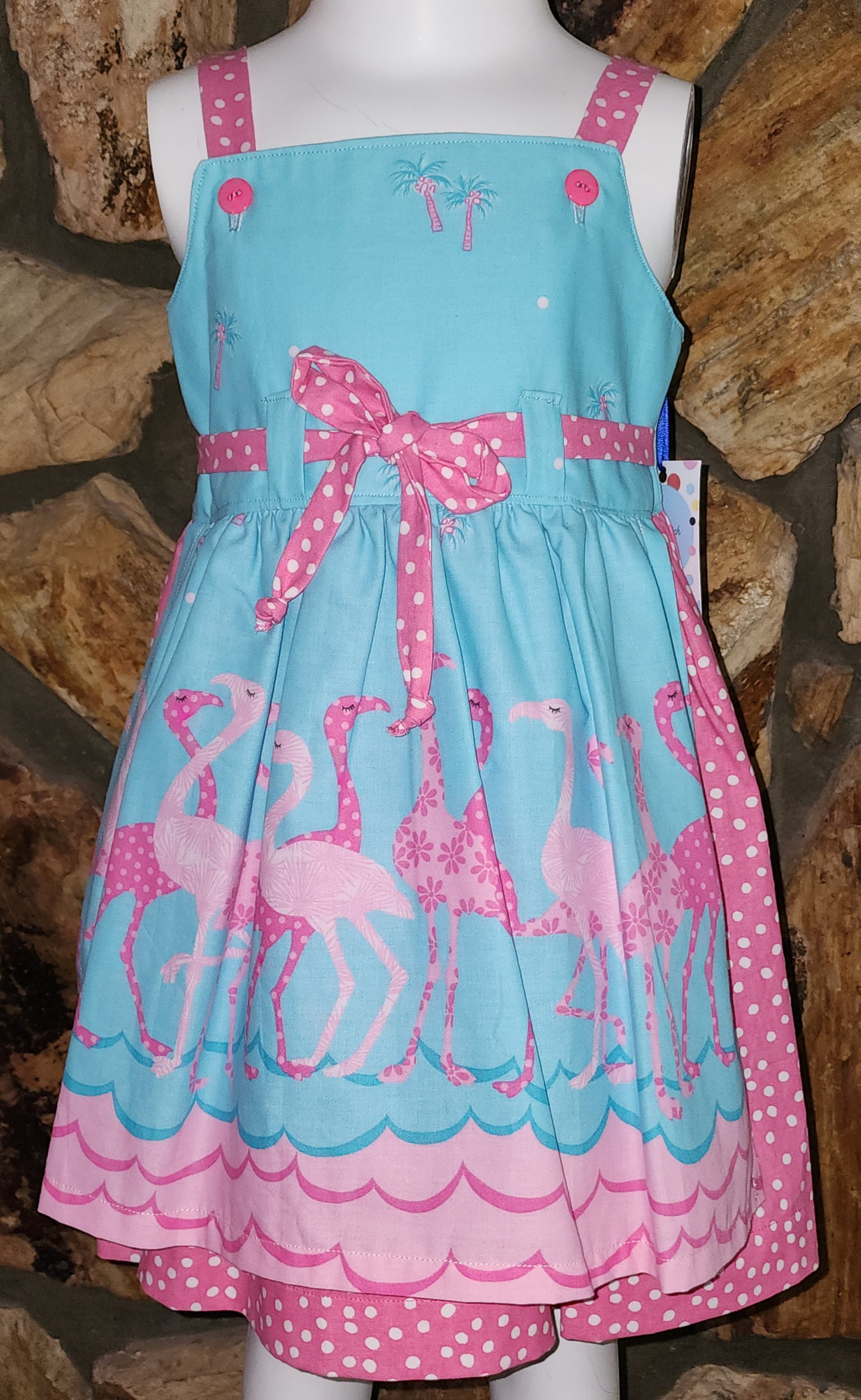 Flamingo Apron Dress Size 3