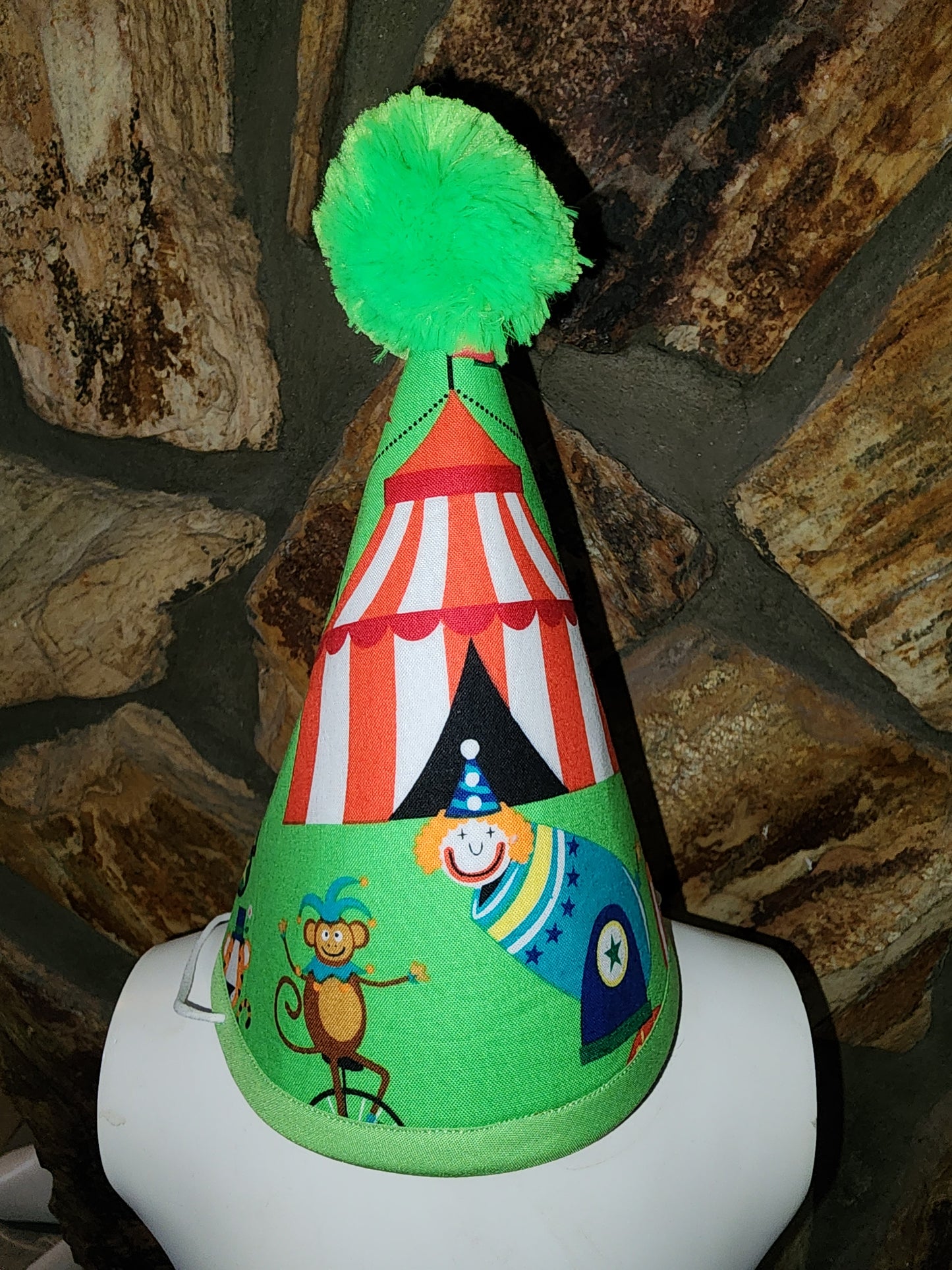 Circus Themed Birthday Hat and Paper Banner and Cake/Cupcake Toppers