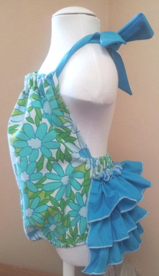 Vintage Floral Ruffle Bottom Romper Size 12m