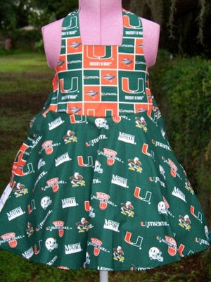 University of Miami Hurricanes dress girls ruffled halter football dress SAMPLE SALE!!