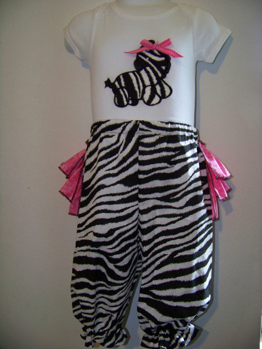 Zebra Ruffle Bottom Size 3/6 Month Set