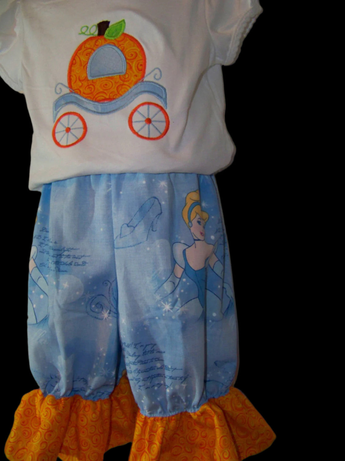 Cinderella's pumpkin carriage shirt and ruffle shorts set cinderella personalized pumpkin set outfit