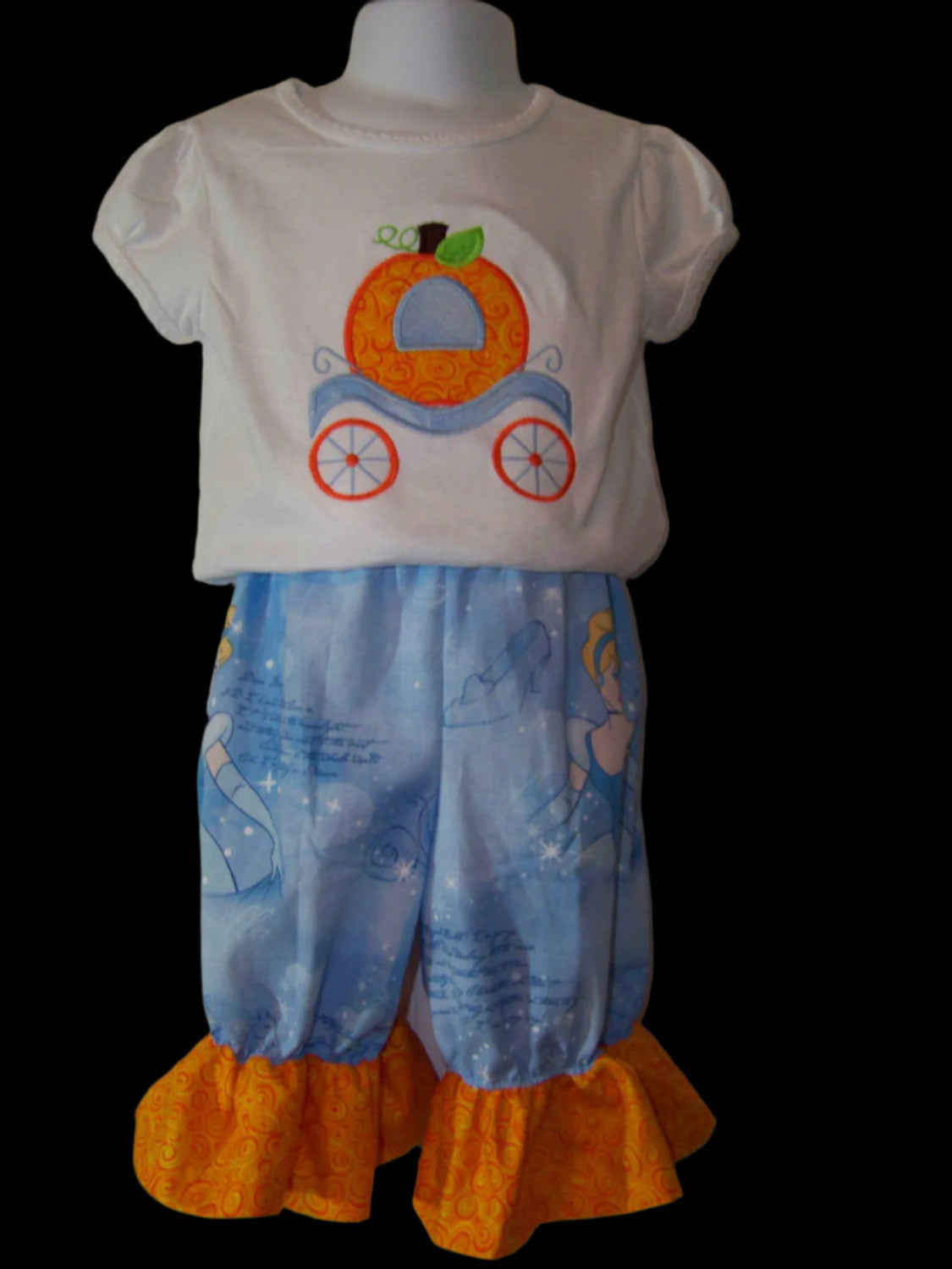 Cinderella's pumpkin carriage shirt and ruffle shorts set cinderella personalized pumpkin set outfit