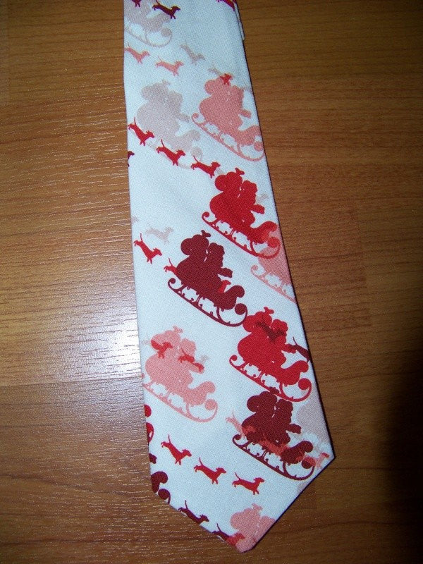 boutique boys custom christmas santa clause tie red and white santa's sleigh tie